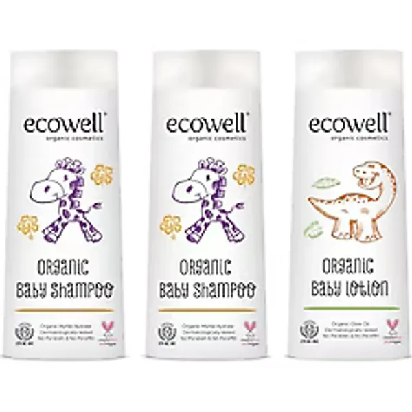 Ecowell Organik Bebek Şampuanı 300 ml + Bebe Losyonu Göz Yakmayan Formül ile Dermatolojik Test Edilmiş