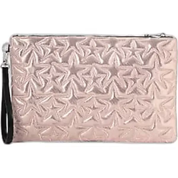 Ecrou Yıldız Desenli Pudra Parlak Portföy & Clutch Çanta Çıkarılabilir Bileklik Askılı 30 x 19 cm