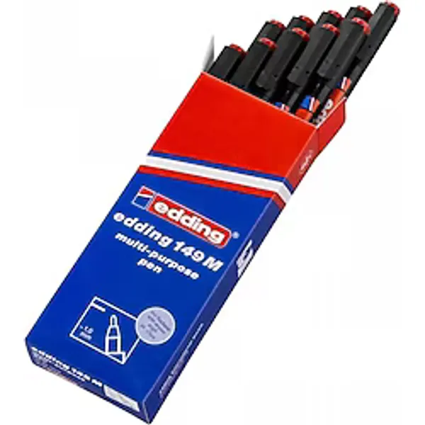 Edding 149M 10'lu Paket Kırmızı Asetat Kalemi
