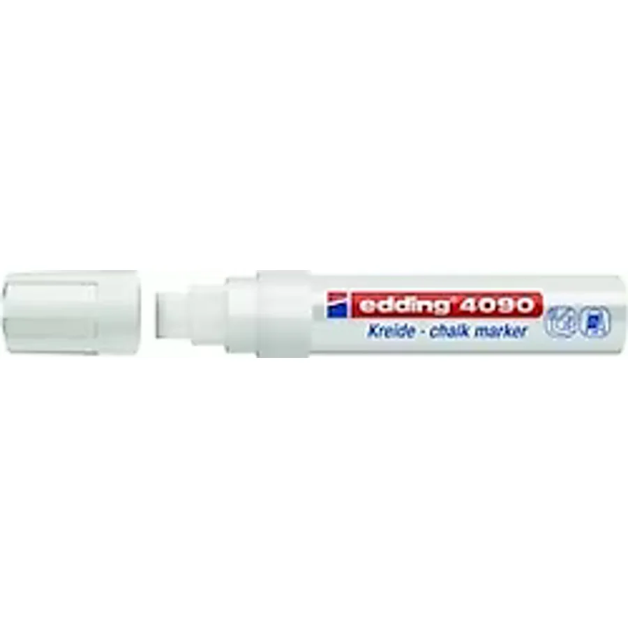 Edding 4090 Kara Tahta ve Cam için 4-15 mm Kesik Uç Likit Tebeşir Kalemi Beyaz