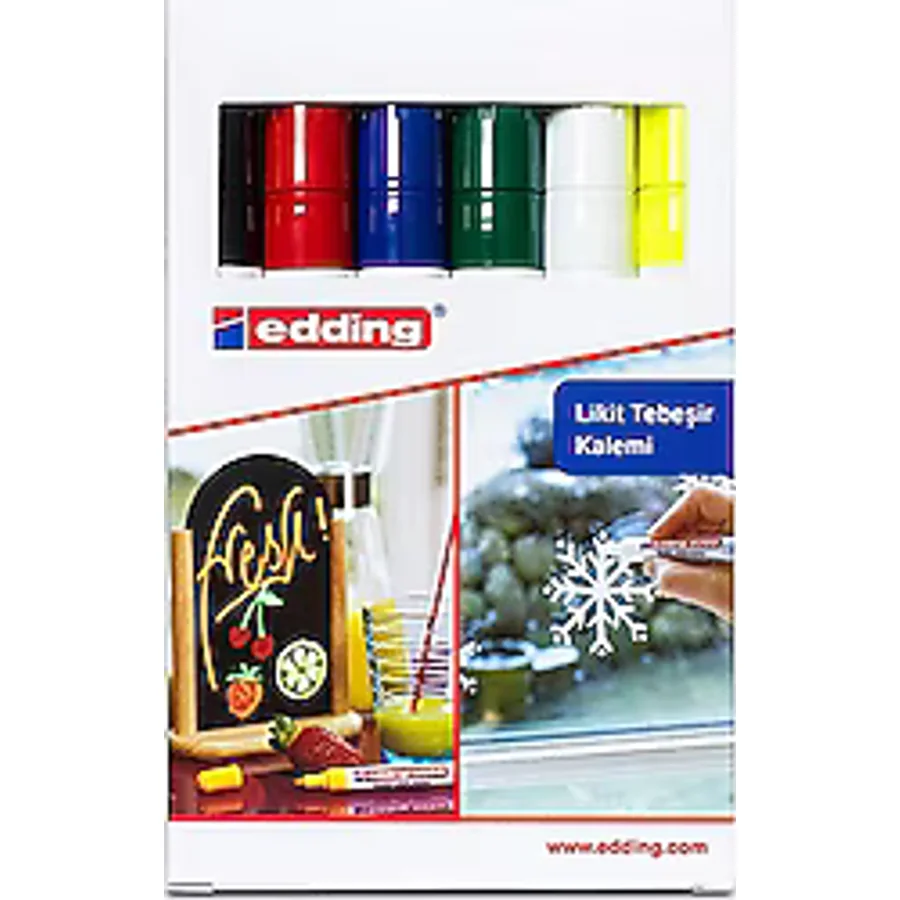 Edding 4095 6 Renk Yuvarlak Uç Likit Tebeşir Kalemi