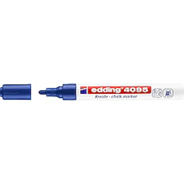 Edding 4095 Tahta ve Cam için 2-3 mm Yuvarlak Uç Likit Tebeşir Kalemi Mavi