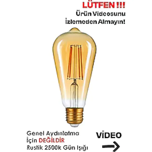 EDİSON Armut Tipi Edison Ampül Flemanlı Tasarruflu St64 Led Rustik Dekoratif Ampul Vintage Aydınlatma