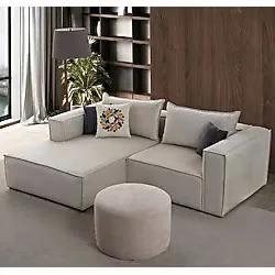 Edsy Home Arven Köşe Koltuk Takımı Krem Antrasit