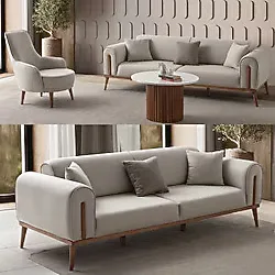 Edsy Home Riva 3+1 Koltuk Takımı - Krem