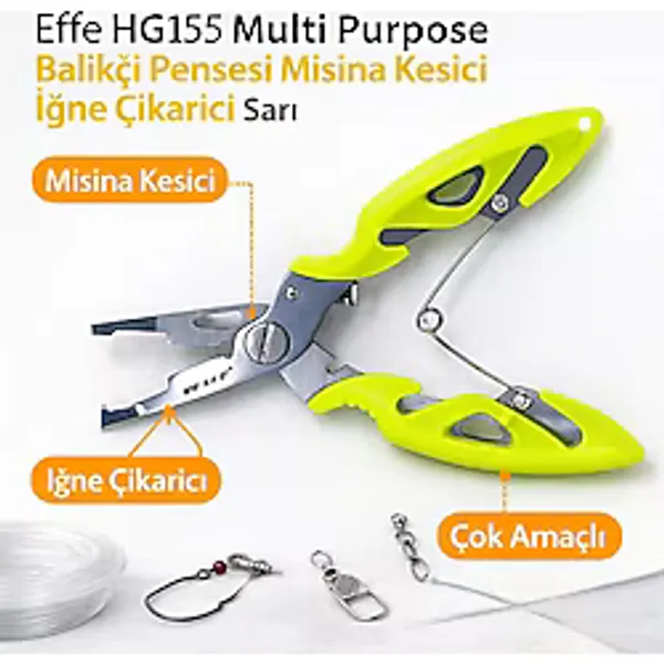 Effe HG155 Multi Purpose Balıkçı Pensesi Misina Kesici İğne Çıkarıcı Sarı