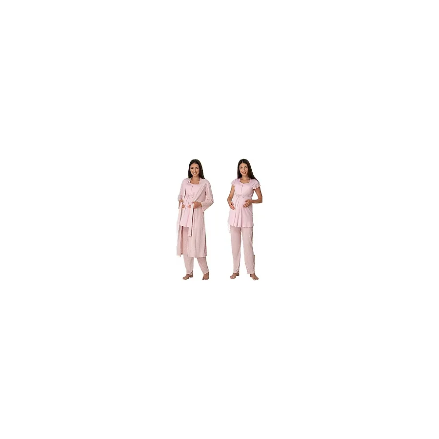 Effort Kadın Pudra Pembe Hamile Lohusa Sabahlıklı Spor Pijama Takımı, 2XL, EF6024EFT-19804IGP267032