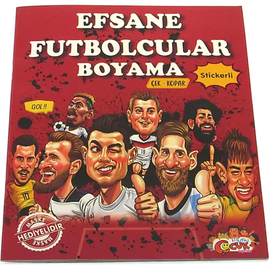 Efsane Futbolcular Çıkartmalı Maskeli Boyama Kitabı