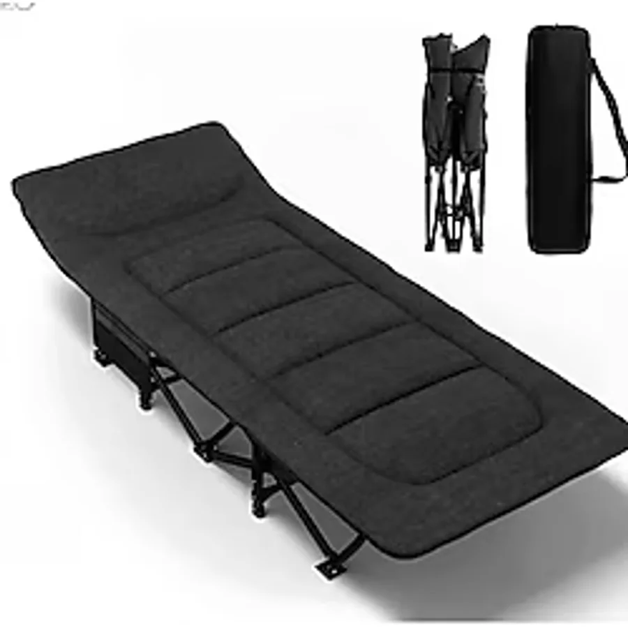 Efsane Kamp - Konfor Ultralight Kampet Portatif Kamp Yatağı Siyah - 190X68X35CM