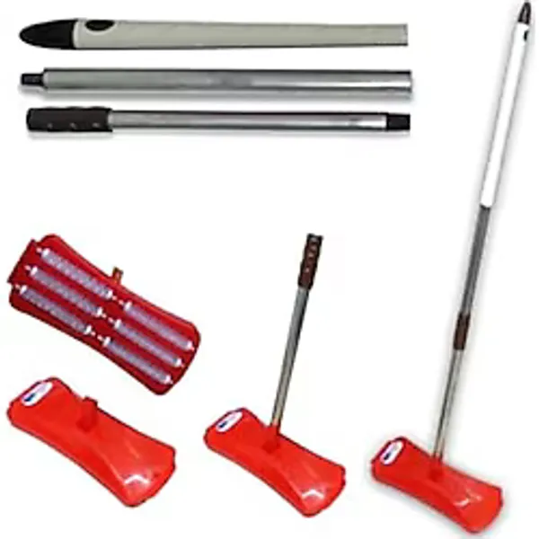 Efsane Temizlikçi Pratik Süpürge 6 Fırçalı Gırgır 3 Kademe 110 cm Metal Saplı Portatif Süpürücü