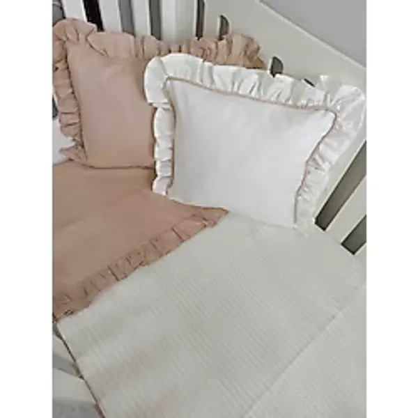 Ege Home 3 Parça Fırfırlı Bebek Pike Takımı - Bej