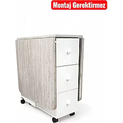 Ege Mobilya Katlanır Kırma Dolaplı Mutfak Masası Çekmeceli Balkon Masası Çam