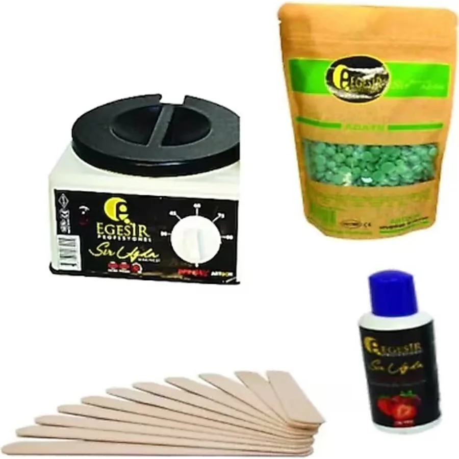 Ege Sir Ağda Makinesi + Ege Sir Azulen Boncuk Ağda + Ağda Yağı + Spatula
