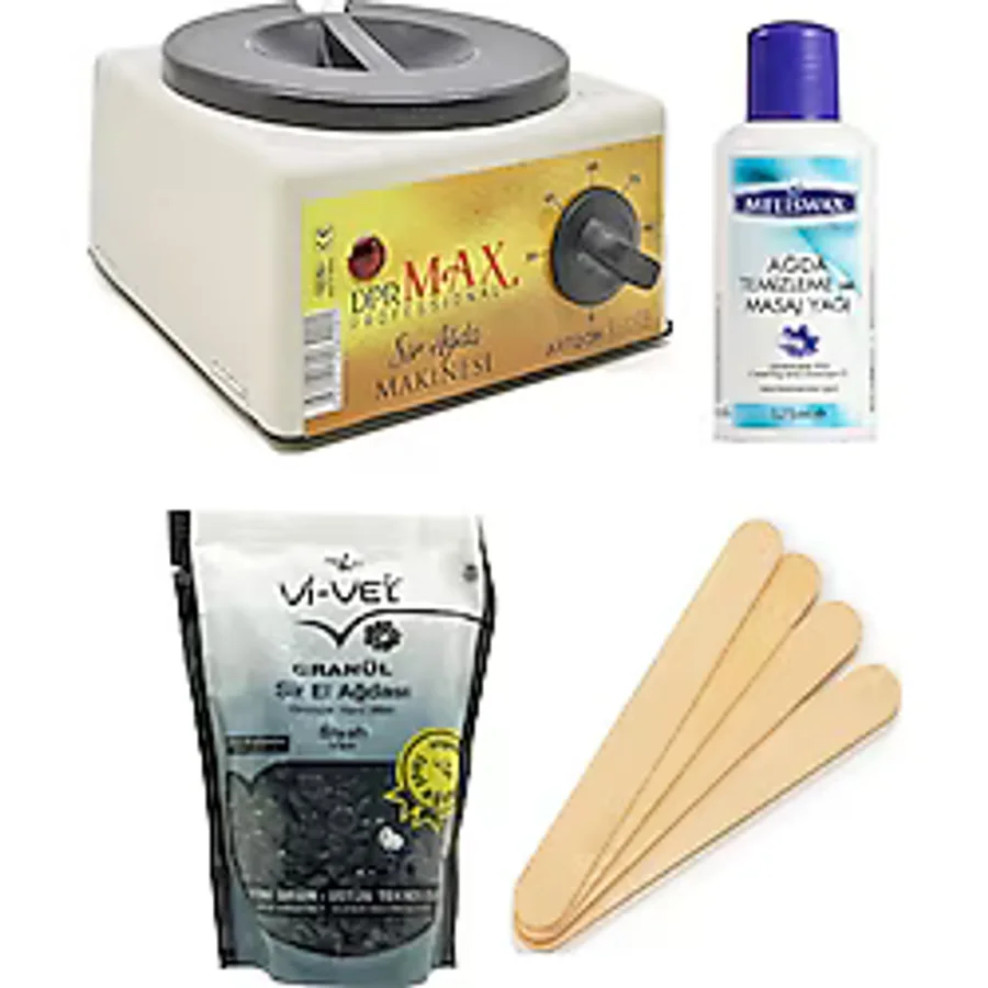 Ege Sir Dpr Max Ağda Makinesi+ Vi-Vet Granül Siyah İnci Ağda 250 G + Meliswax Ağda Yağı + Spatula x 5