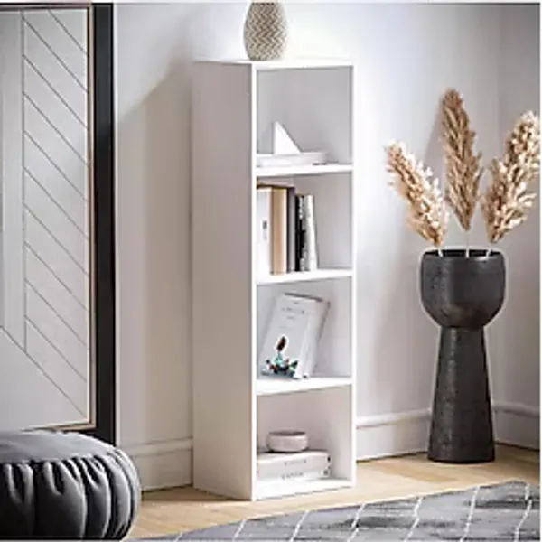 Egecan Mobilya Beyaz 4 Raflı Kitaplık Ofis Ev Dosya Kitap Dolabı Kitap Rafı