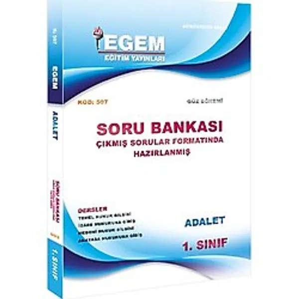 Egem Eğitim Yayınları Aöf 1. Sınıf Adalet Güz Dönemi Soru Bankası ( Çıkmış Sorular Formatında )