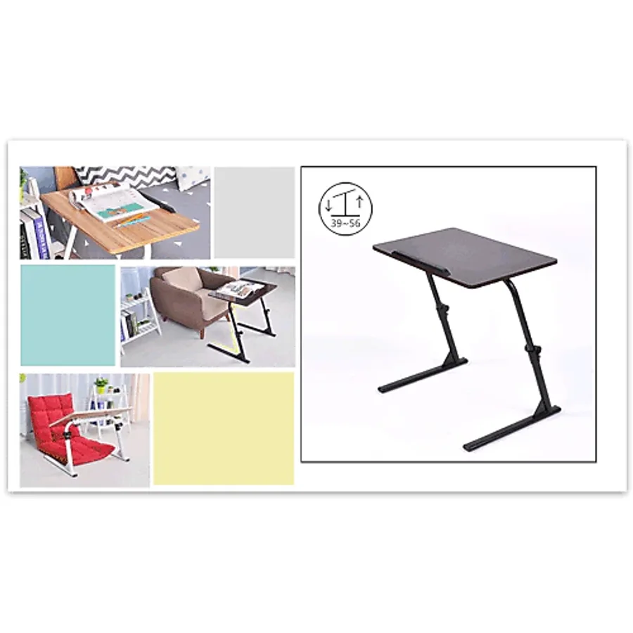 Eğim Yükseklik Ayarlı Katlanır Yatak Üstü Koltuk Kenarı Çok Amaçlı Sehpası Masa 40CMX60CMX67CM-BLACK