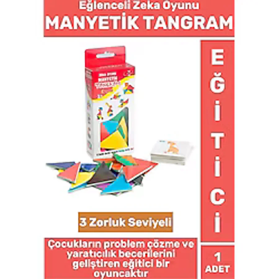 Eğitici Görsel Algı El-Göz Koordinasyonu Yaratıcılık Gelişimi 3 Zorluk Seviyeli Manyetik Tangram