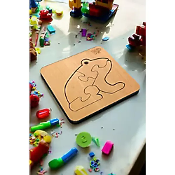 Eğitici Puzzle 4mm Plywood Ahşap Boyanabilir Çocuklar İçin - Hayvanlar - Kurbağa