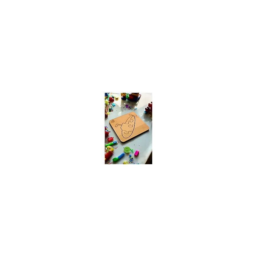 Eğitici Puzzle 4mm Plywood Ahşap Boyanabilir Çocuklar İçin - Taşıtlar - Denizaltı Boya Setli