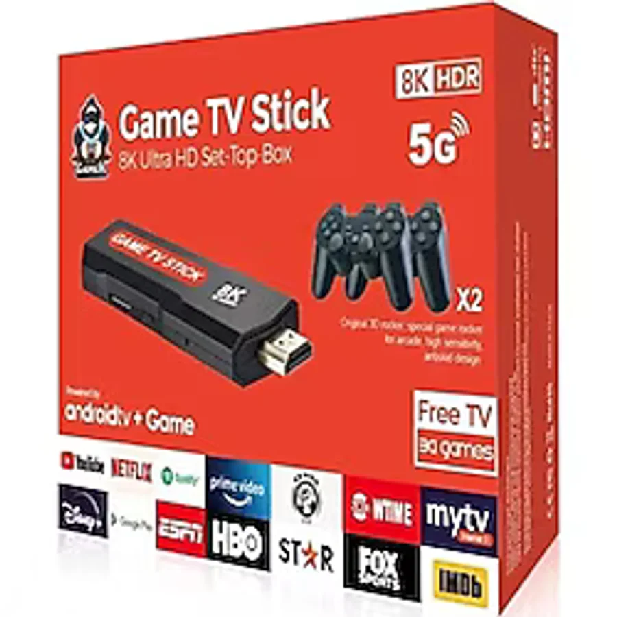 EİMA Oyunlu Atari Game Box Android TV Stick 8K HDR - 2 Kollu - Retro Oyun Konsolu