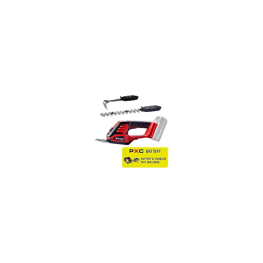 Einhell Akülü Çim/Çalı Makası GE-CG 18/100 Li - 3'ü 1 arada - Solo Power X-Change (18 V, 100 mm çim kesme bıçağı, 200 mm çalı kesme bıçağı, tırmık aparatı, aküsüz) - 3410305
