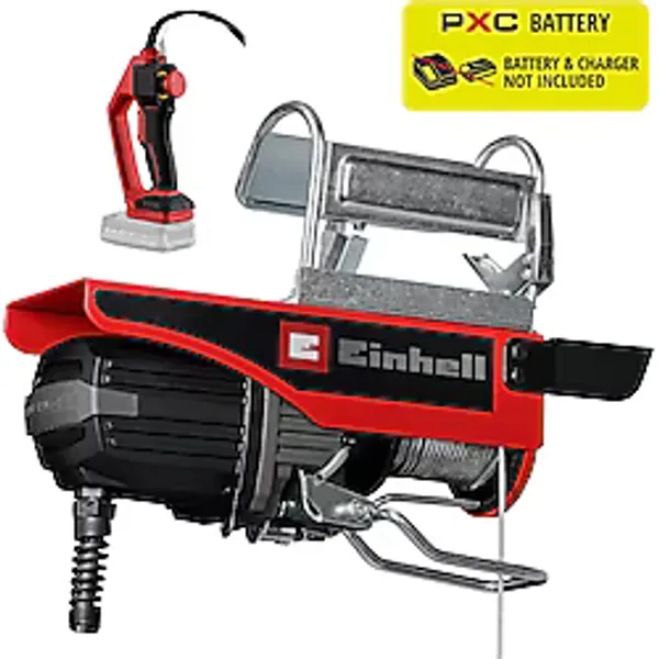 Einhell Akülü Vinç TE-EH 18/250 Li BL Power X-Change (18 V, Kömürsüz, 125 kg yük kapasitesi / makara ile 250 kg, kaldırma yüksekliği 12 m, kaldırma hızı 3,5 m/dk, çelik halat) - 2255161