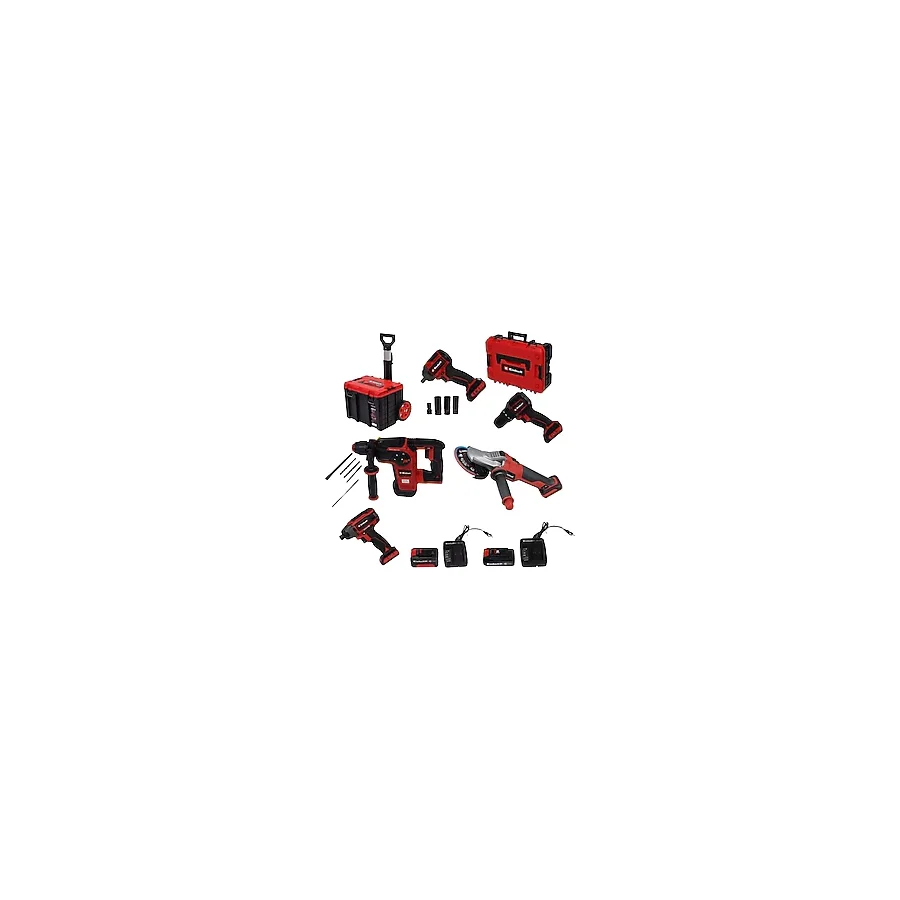 Einhell Professional 5'li Makine Seti (Pnömatik Matkap Kırıcı-Delici,avuç Içi Taşlama Makinesi,darbeli Vidalama,torklu Vidalama, Darbeli Somun Sıkma, 2 Adet Pxc Başlangıç KITI,2ADET Taşıma Çantası)