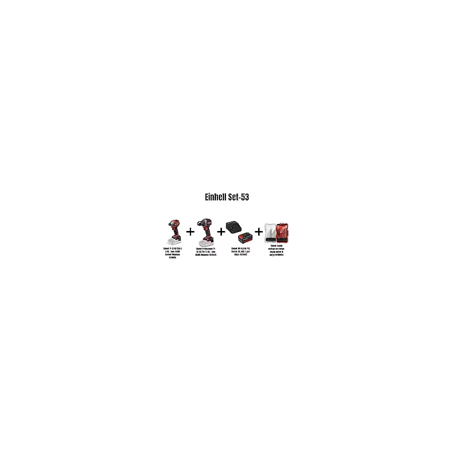 Einhell Set-53 (Tp-Cı 18/250-C Li Bl Darbeli Vidalama+Tp-Cd 18/70-C Li Bl Vidalama+Einhell 18V 4,0 Ah Pxc Starter Kit, Akü & Şarj Cihazı+Einhell Kombi Matkap Ucu Beton-Ahşap-Metal 16 Parça)