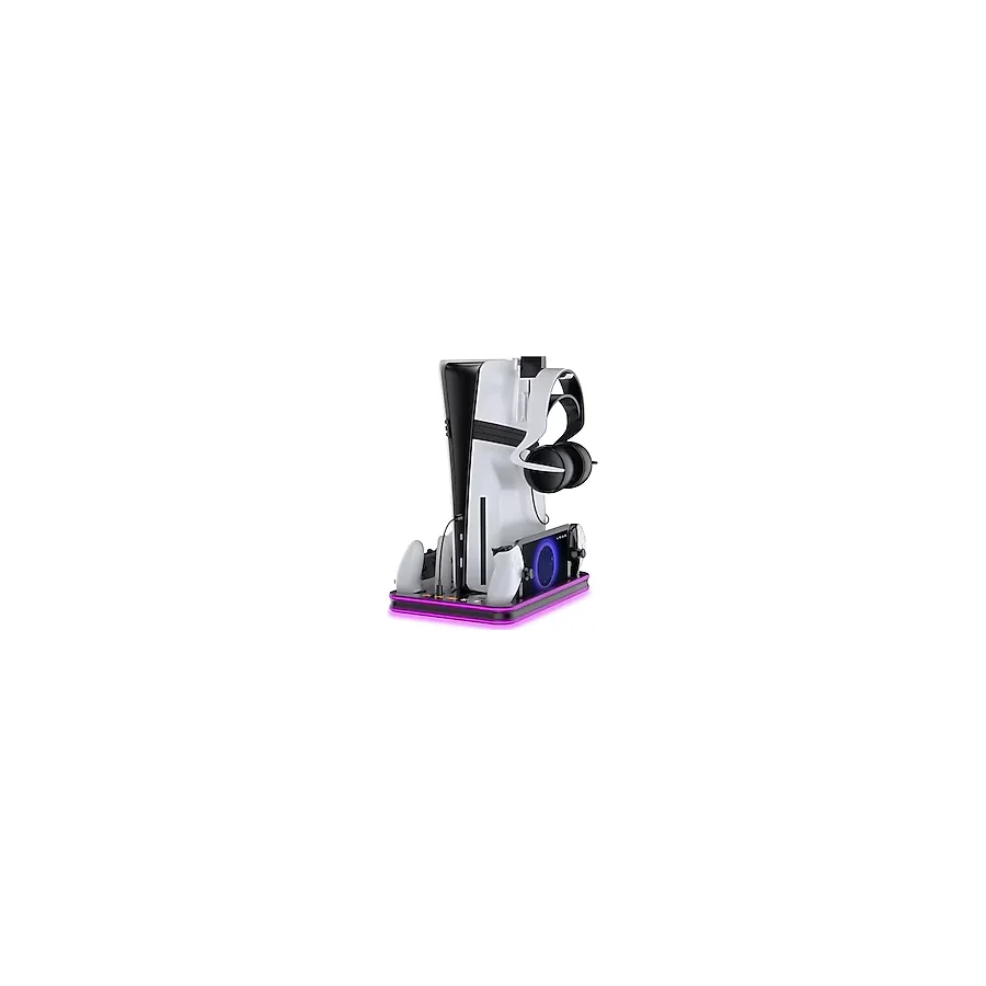 EJGAME PS5 Pro/Slim/PS5 Stand ve Soğutma İstasyonu, RGB Aydınlatma Kontrolörlü Şarj İstasyonu, Playstation 5 Konsolu için, PS Portal Şarj Yuvası, 3 Seviyeli Soğutma Fanlı PS5 Pro Aksesuarları (Siyah)