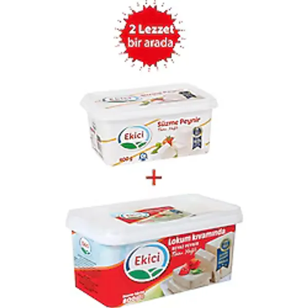 Ekici Tam Yağlı Lokum Kıvamında Beyaz Peynir 800 gr + Ekici Süzme Peynir 400 gr 2'li Lezzet Paketi