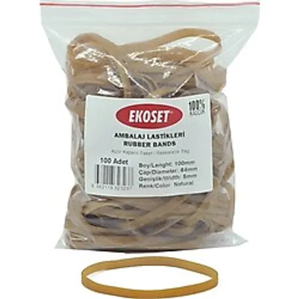 Ekoset 100x5mm Geniş Kauçuk Paket Ambalaj Lastiği 100 Adet