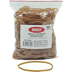 Ekoset 120x3mm Geniş Kauçuk Paket Ambalaj Lastiği 100 Adet