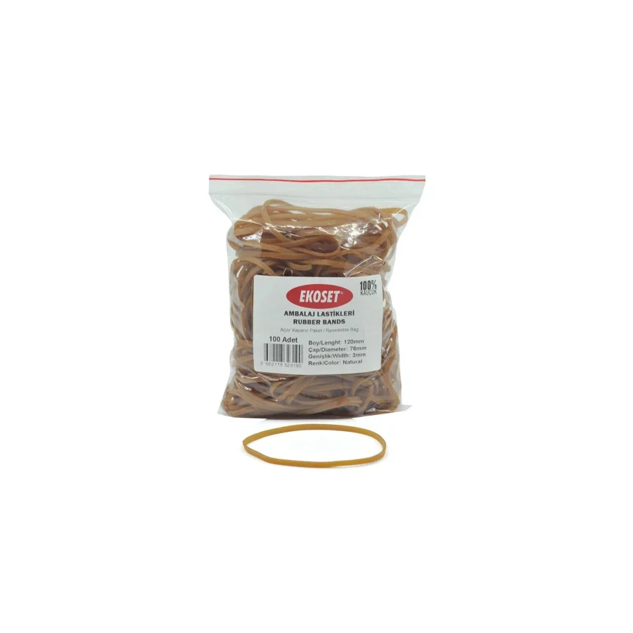 Ekoset 120x3mm Geniş Kauçuk Paket Ambalaj Lastiği 100 Adet