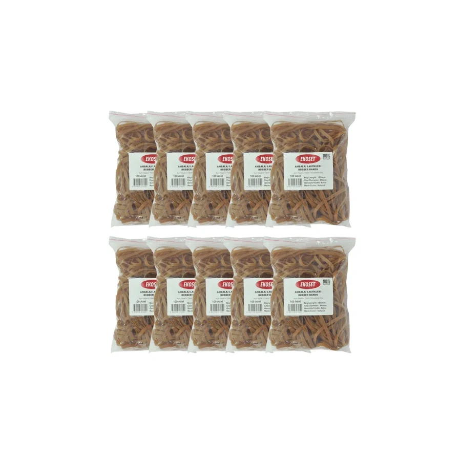 Ekoset 150x5mm Geniş Kauçuk Paket Ambalaj Kasa Lastiği 1.000 Adet