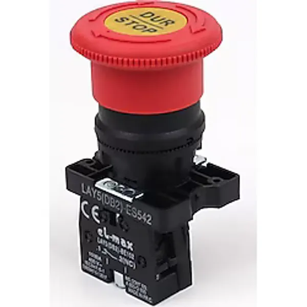 El-Max LAY5-ES542 Acil Stop Butonu - 400V 10A Pano Tipi (Kırmızı Mantar Kafa)