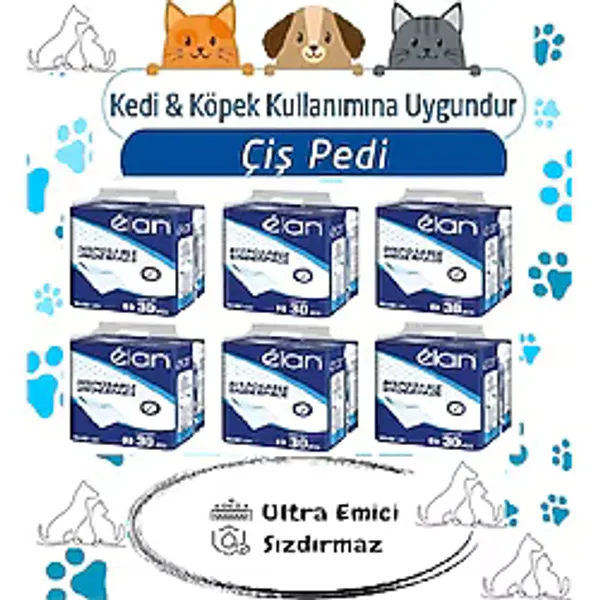 ELAN Kedi Köpek Çiş Pedi Ultra Emici 60cmx90cm 180 Adet