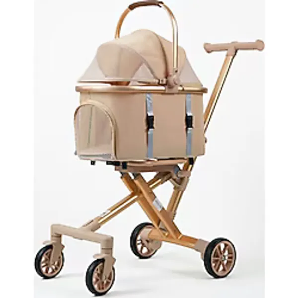 ELECTRON Kedi Köpek Arabası & Puseti - Katlanabilir Evcil Hayvan Taşıma Arabası Pet Stroller 100 - Bej