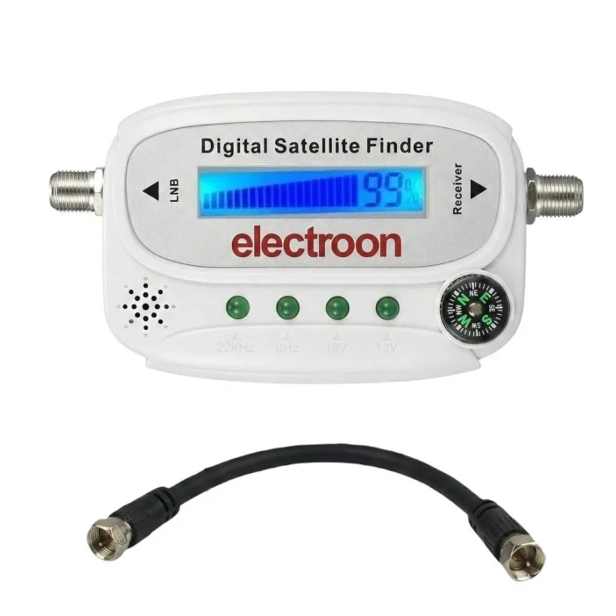 ELECTROON ANT-9505 Satfinder LCD Ekranlı Pusulalı Dijital + Ara Kablolu Uydu Bulucu Beyaz