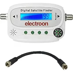 ELECTROON ANT-9505 Satfinder LCD Ekranlı Pusulalı Dijital + Ara Kablolu Uydu Bulucu Beyaz