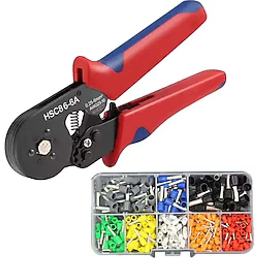 electroon HSC8 6-6A Terminal Sıkma Pensesi 0.25-6mm2 Awg23-10 +300Parça Kablo Pabucu Set