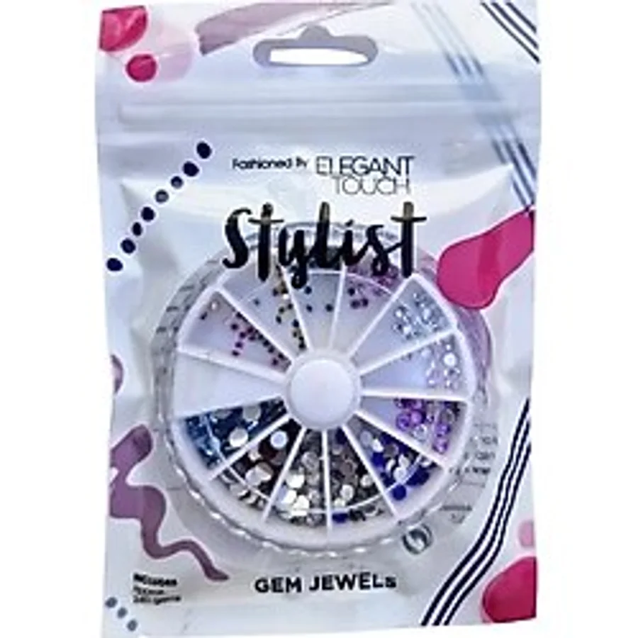 Elegant Touch Nail Art Taş Seti - 12 Farklı Renk, 240 Adet
