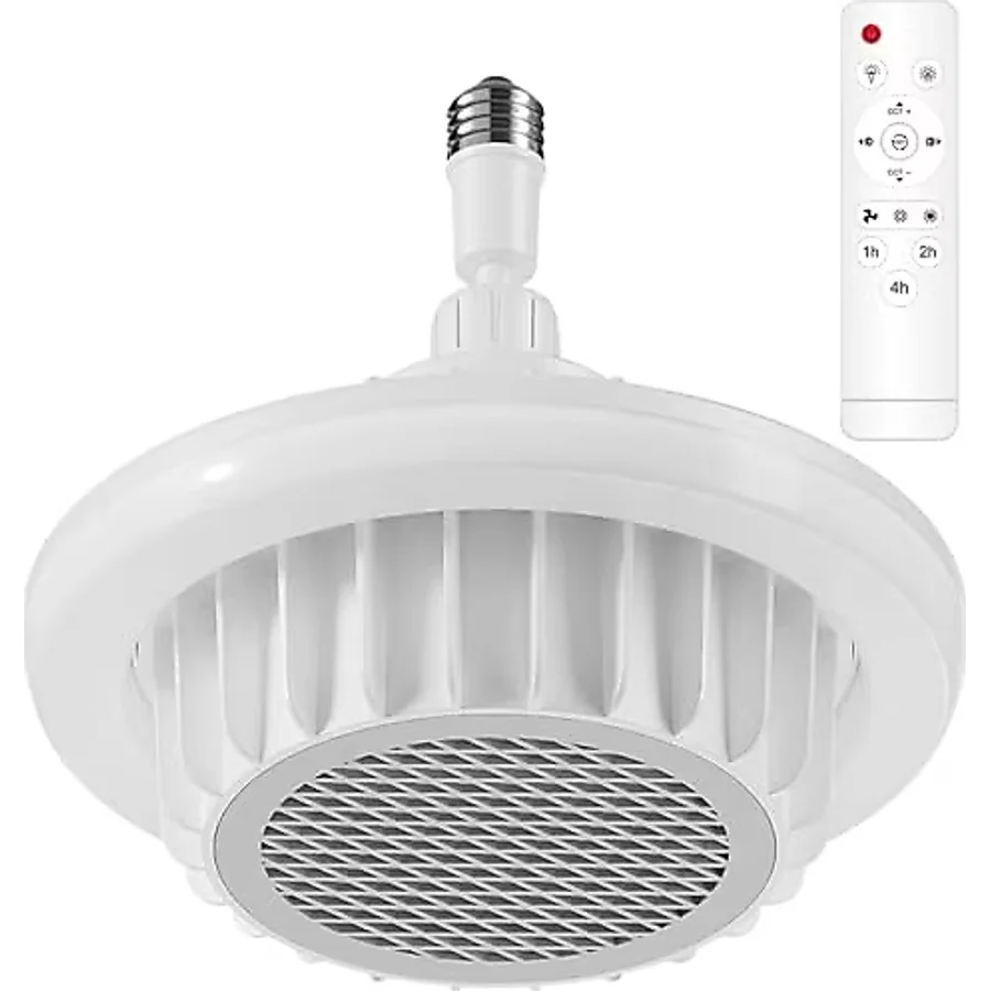Elektrikli Isıtıcı Fan Lamba, 600W Güçlü Isıtma, Uzaktan Kumandalı, 3 Farklı Renk Aydınlatma, Standart E27 Tip Duy Uyumlu, Zamanlayıcılı Kapanma, Ev Ofis İş Yeri İçin Isıtıcı Fan Led Tavan Lambası