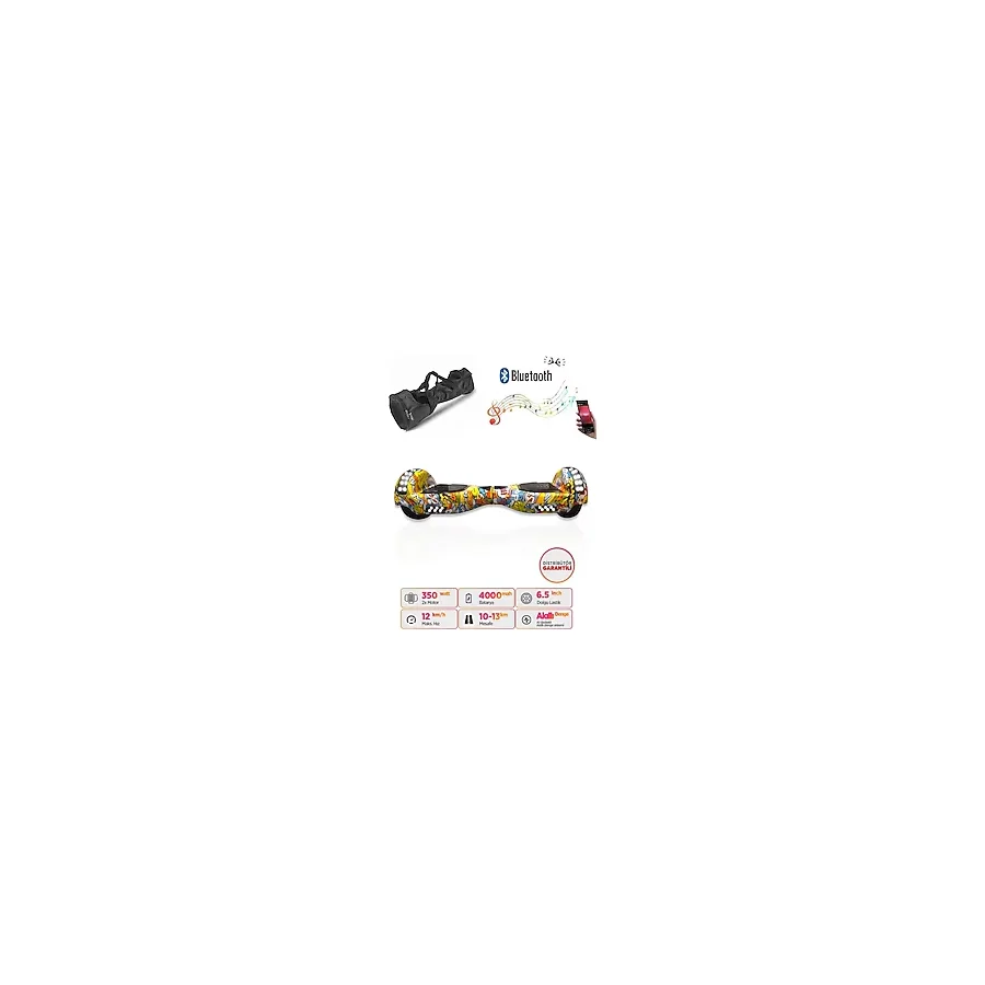Elektrikli Kaykay Full Ledli Hoverboard Bluetooth Hoparlörlü 6.5 Inch Çanta Hediyeli D25