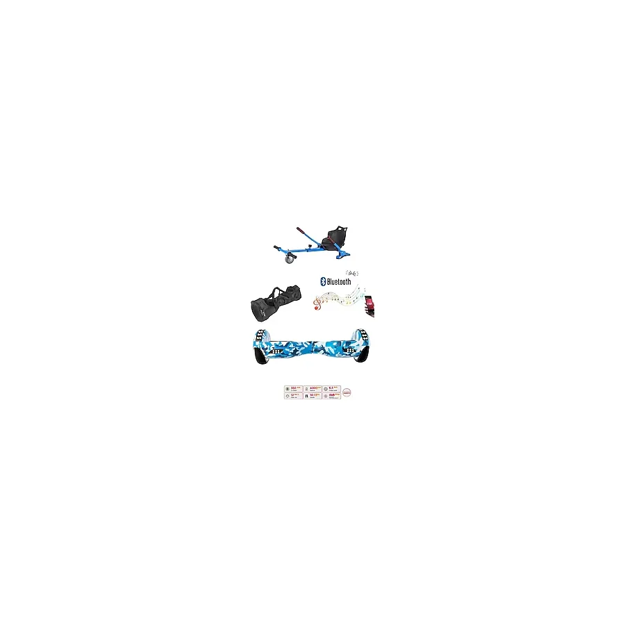 Elektrikli Kaykay Scooter Akıllı Denge Hoverboard + Hoverkart + Çanta Full Ledli Extrem Paket D03
