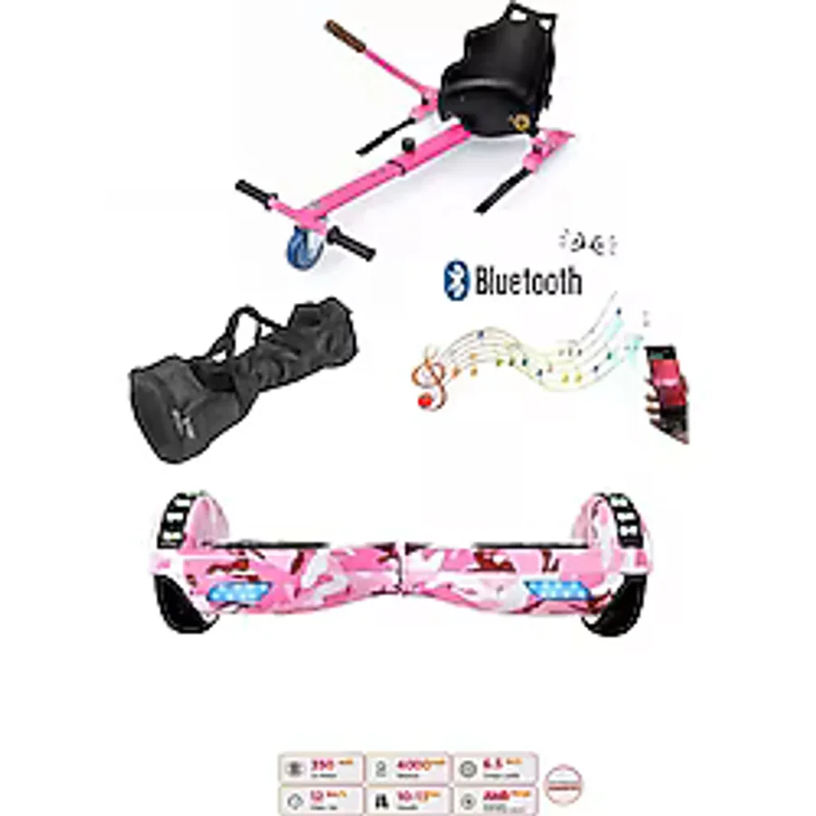 Elektrikli Kaykay Scooter Akıllı Denge Hoverboard + HoverKart + Çanta FULL LEDLİ EXTREM PAKET D05