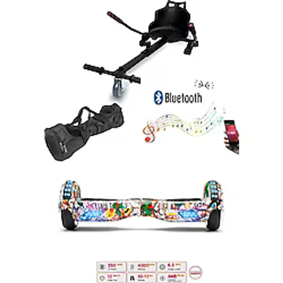 Elektrikli Kaykay Scooter Akıllı Denge Hoverboard + Hoverkart + Çanta Full Ledli Extrem Paket D19