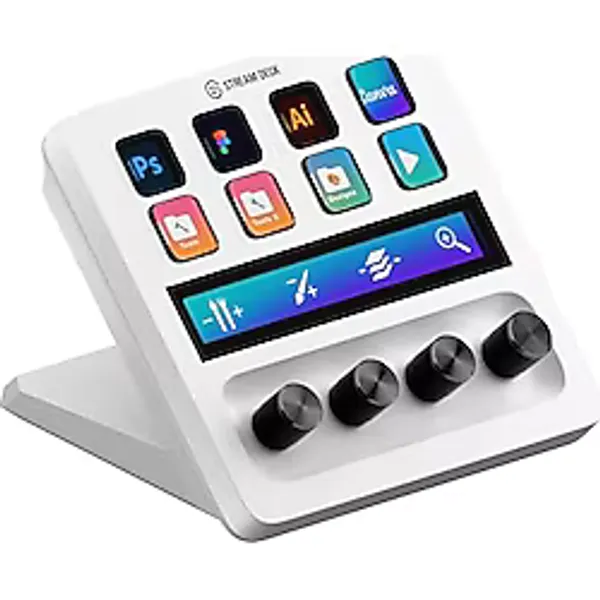 Elgato Stream Deck + White, ses mikseri, canlı üretim ve stüdyo denetleyicisi, içerik oluşturucular, akış, oyun için, özelleştirilebilir dokunmatik çubuk, döner regülatör ve LCD tuşları, Mac ve PC