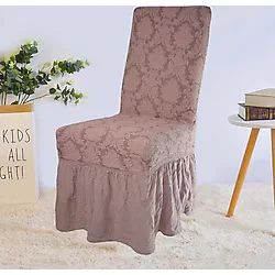 Elgeyar Jakarli Sandalye Örtüsü Etekli Yıkanabilir Esnekli Lastikli 6 Adet - 35 x 50 cm - Pembe