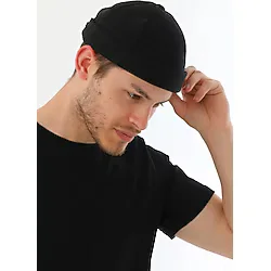 Elif İç Giyim Kaşe Siyah Arkadan Ayarlı Retro Hip-hop Takke Şapka Siyah